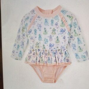 Disney Princess Rash Guard Swimsuit in Pastel Pink and Peach